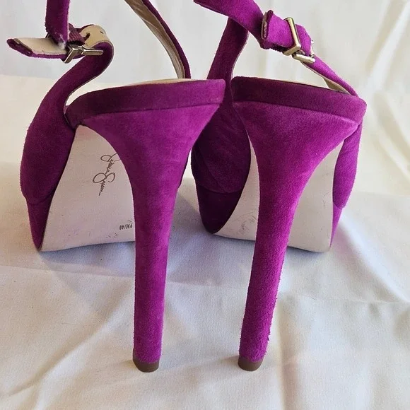Jessica Simpson Sibilla Fuchsia Suede Slingback Platform Heels - Picture 3 of 5